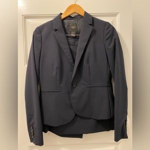 J. Crew Bi-stretch Wool Women’s Suit - Matching Skirt and Jacket, Navy, Size 2